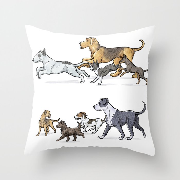 Trotting Terriers Throw Pillow