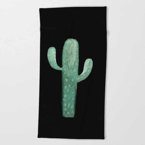 Arizona Night Cactus Mint Green Beach Towel