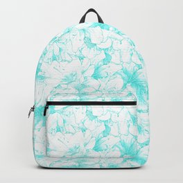 white turquoise floral azalea flowering flower bouquet pattern Backpack