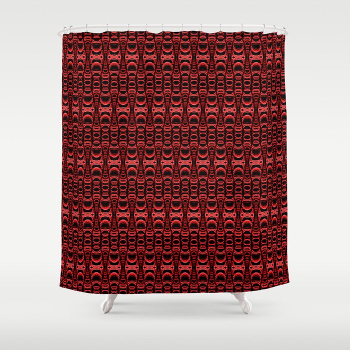 Dividers 07 in Red over Black Shower Curtain