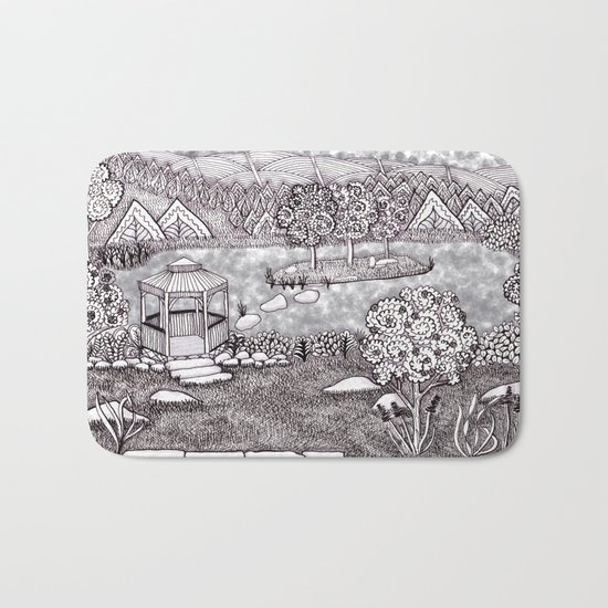Zentangle Vermont Mountain Pond Bath Mat