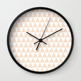 Pink Champagne and White Triangle Pattern Wall Clock