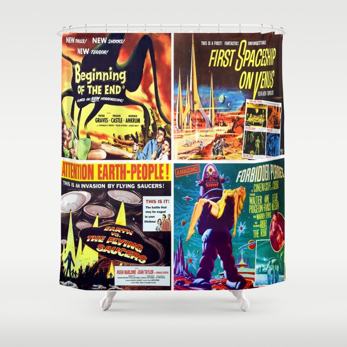 50s Sci-Fi Movie Poster Collection #3 Shower Curtain