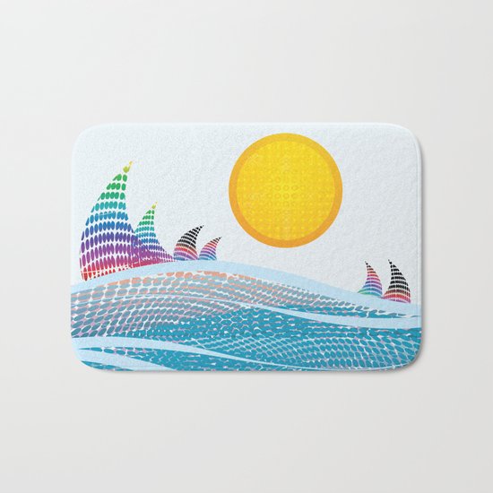 Sun and sea in CMYK Bath Mat