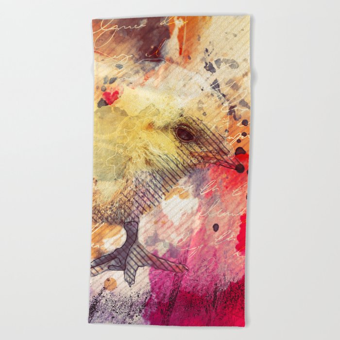 Baby Chicken Mixed Media Chick Art Chicken Painting Oil Painting Baby Chickens Baby Chicks Beach Towel By Vivid Paintbrush Society6