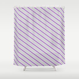 [ Thumbnail: Light Gray and Dark Orchid Colored Lined Pattern Shower Curtain ]