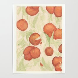 Orange Hanging Fruit Watercolor Poster