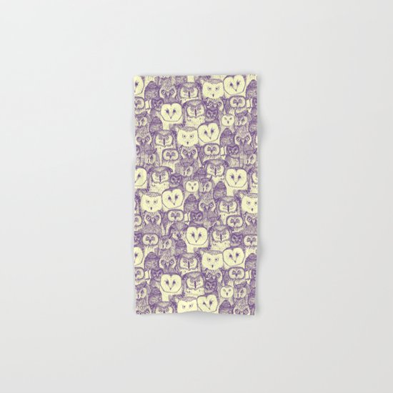 just owls purple cream Hand & Bath Towel