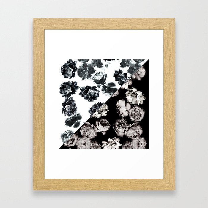 Black & White Floral Pattern Framed Art Print
