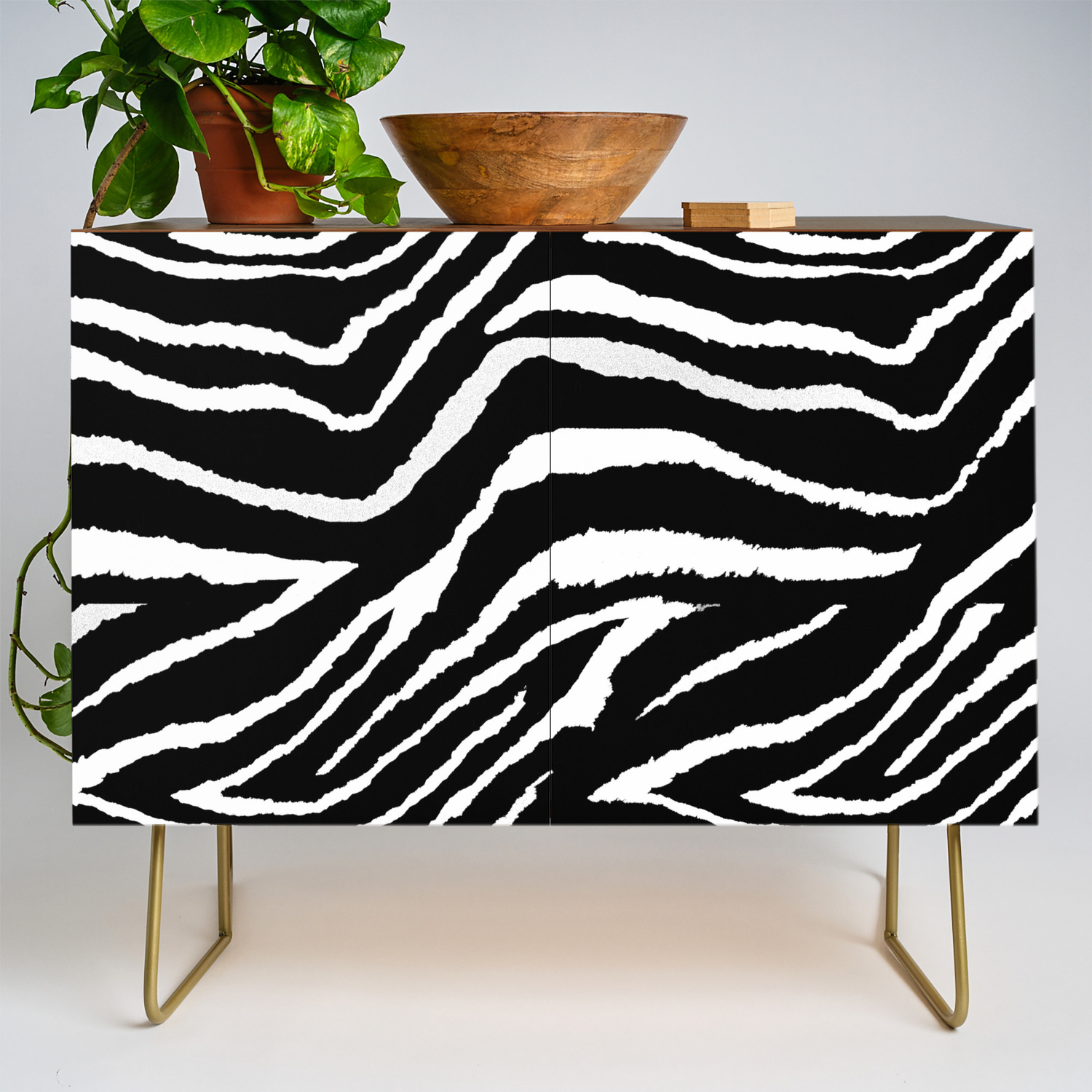Animal Print Zebra Black And White Credenza By Saundramyles Society6