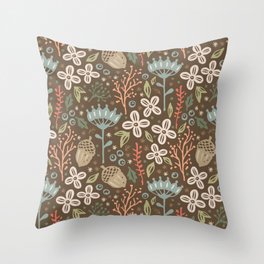 Vintage Forest. Retro floral pattern. Throw Pillow