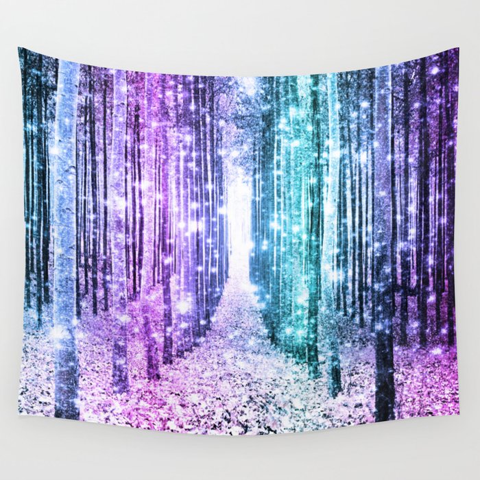 Magical Forest Lavender Aqua Teal Ombre Wall Tapestry