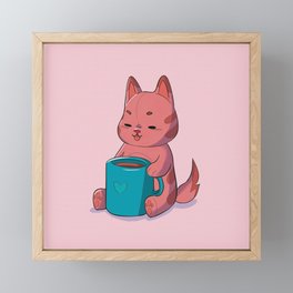 Coffee Cat 02 Framed Mini Art Print