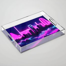 Retrofuturistic Skyline Acrylic Tray