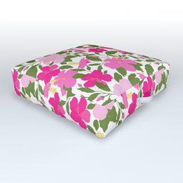 Pink Lush Hibiscus Flower Outdoor Floor Cushion