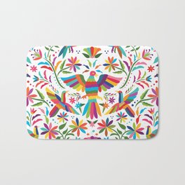 Mexican Otomí Horizontal Design by Akbaly Bath Mat | Flowers, Mexicanstyle, Hidalgo, Pattern, Colorful, Floral, Graphicdesign, Digital, Mexico, Birds 