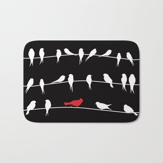 Birds on wires Bath Mat