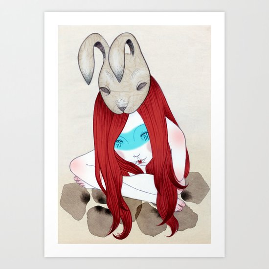 rabbit mask Art Print
