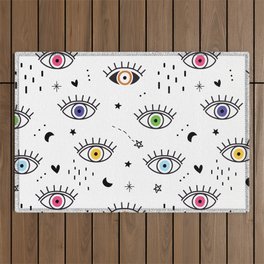 Spiritual Luck Eyes Pattern Outdoor Rug