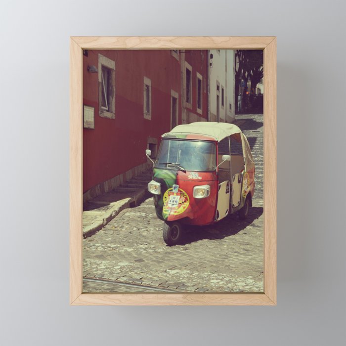 Tuk Tuk Urban Transport in Lisbon - Street in Alfama Framed Mini Art Print