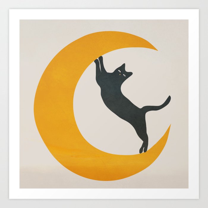 Moon and Cat Art Print