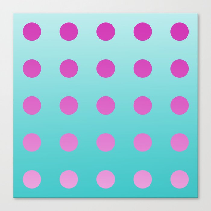 pink and aqua dots gradation 2 Canvas Print