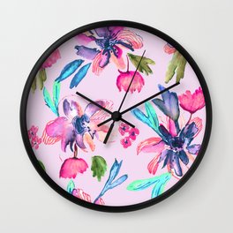 Flowers watercolour|Art print|Botanical art|Floral watercolor Wall Clock