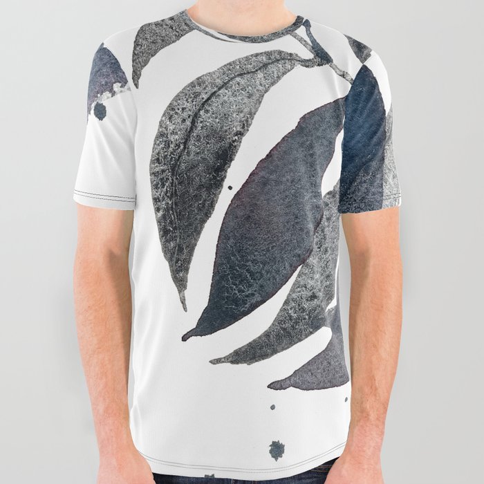 Textured Watercolor Palm Leaf All Over Graphic Tee