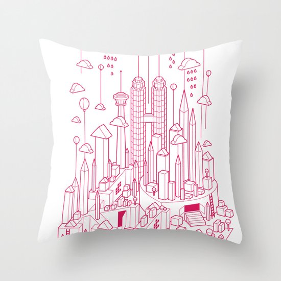 Kuala Lumpur (Red ver.) Throw Pillow