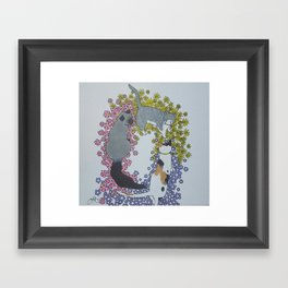 Cats and Flowers Framed Art Print