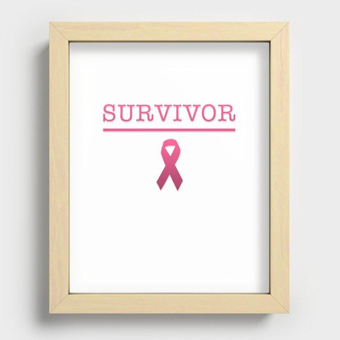 Survivor - Pink ribbon design Recessed Framed Print