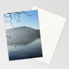 Bare tree by the blue lake, Annecy, France | Le Lac Bleu Stationery Card