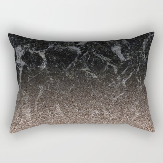 Glitter ombre - black marble & rose gold glitter Rectangular Pillow