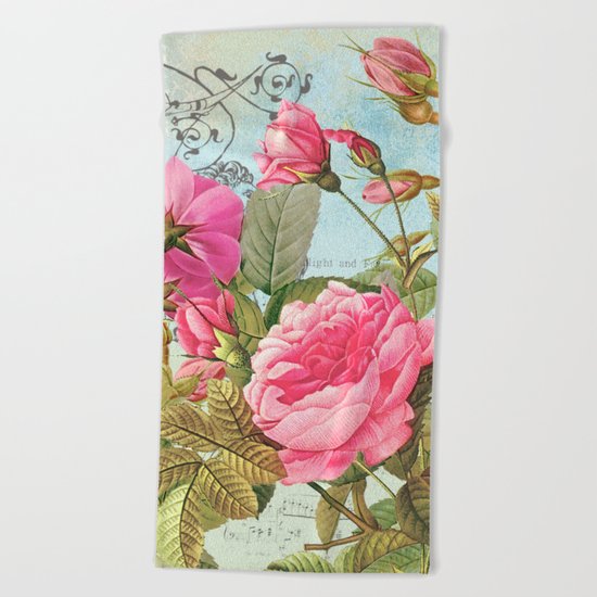 Vintage Flowers #3 Beach Towel