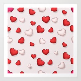 Red White Valentines Love Heart Collection Art Print