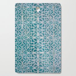 Vintage teal blue azulejos art print - Lisbon retro tiles- travel photography Cutting Board