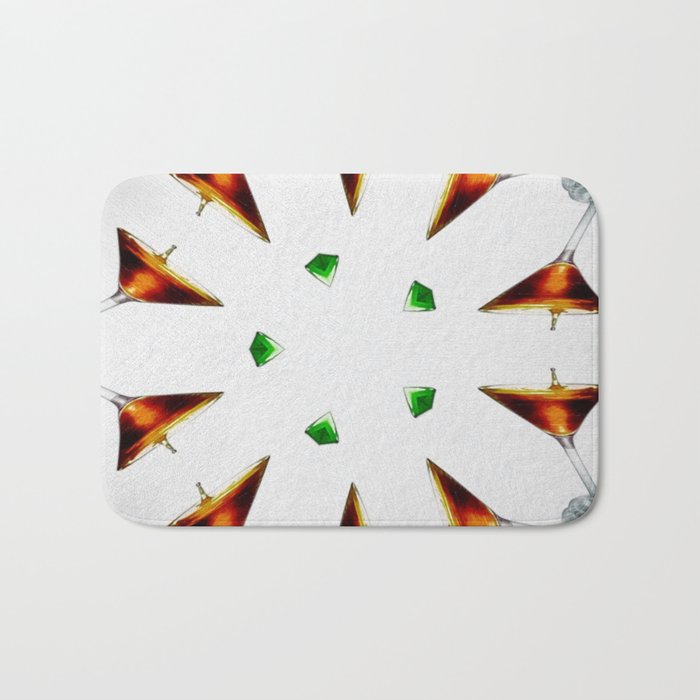 Orange mimosa cocktails and martini aperitifs alcoholic beverages mixed drinks wine glass motif on the rocks portrait painting Bath Mat