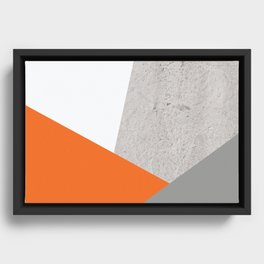 Orange Grey Concrete Color Block Framed Canvas