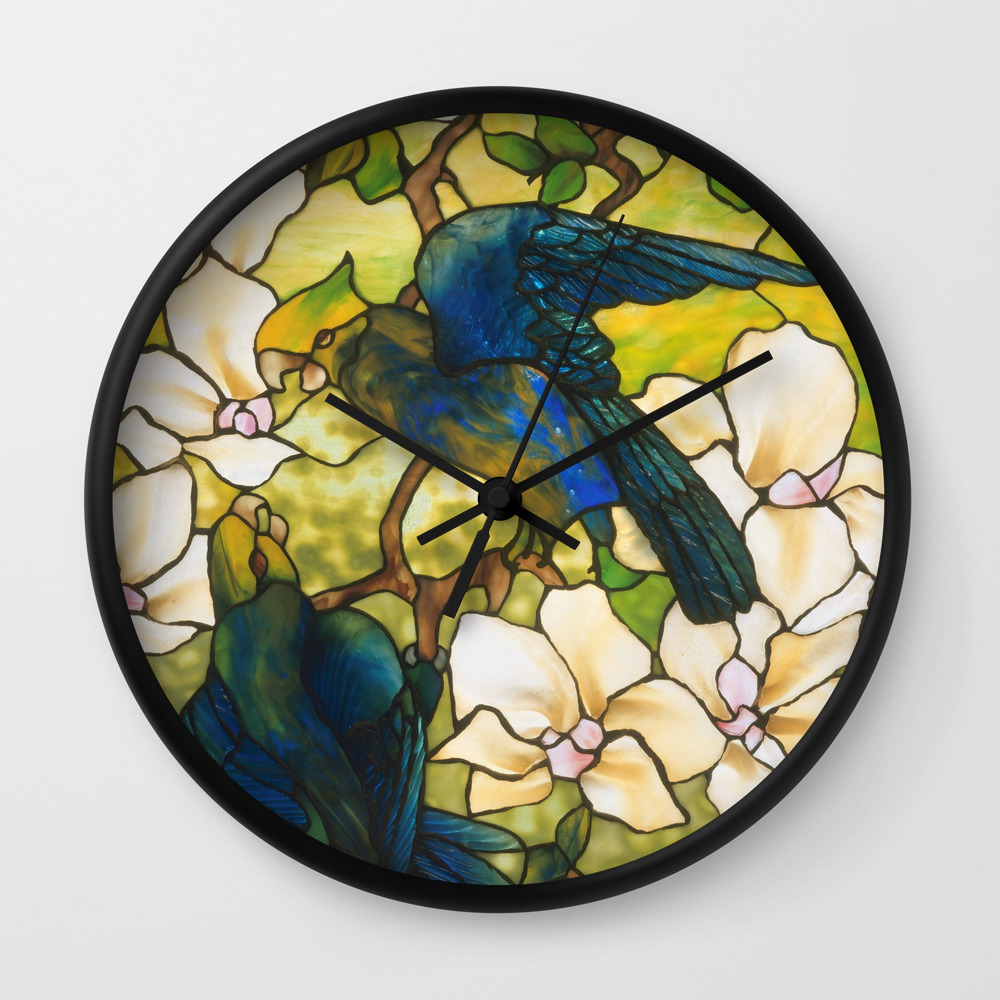 Louis Comfort Tiffany Decorative Stained Glass 3 Wall Clock By