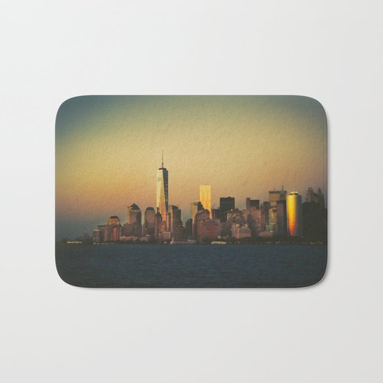 New York City Skyline - Dramatic Sunset Bath Mat