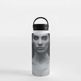Lovely female with flowers in her hair black and white summer soltice portrait photograph - photography - photographs Water Bottle