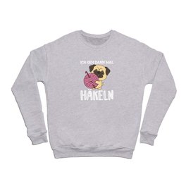 I'll Go Crochet Cute Pug With Wool Crewneck Sweatshirt