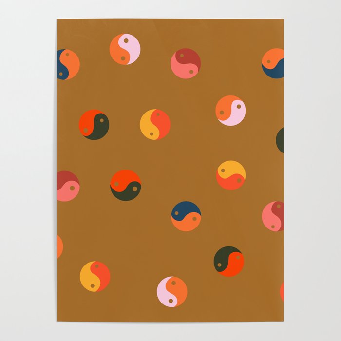 Yin and Yang Pattern -  golden yellow Poster
