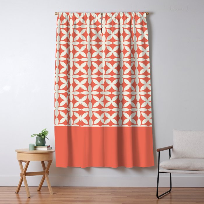 Pantone Cannoli Cream Square Petal Pattern On Pantone Living Coral