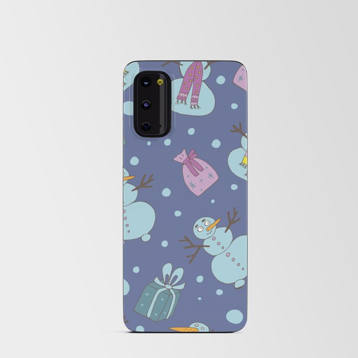 Snowman with a gift Android Card Case