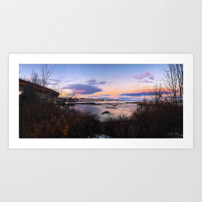 Sunset Panorama of the Portland, Maine Skyline Art Print