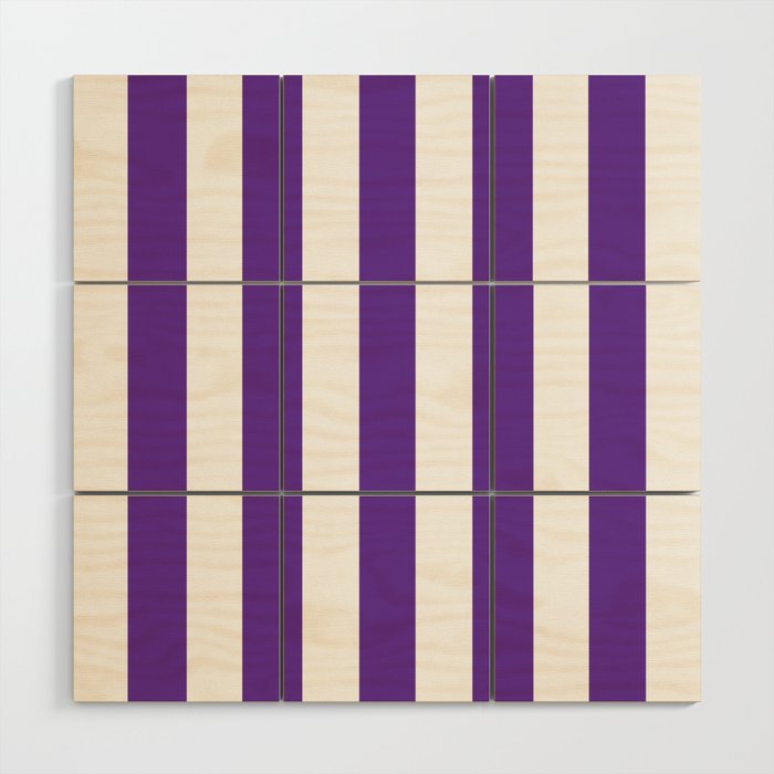 Rebecca Purple - solid color - white vertical lines pattern Wood Wall Art