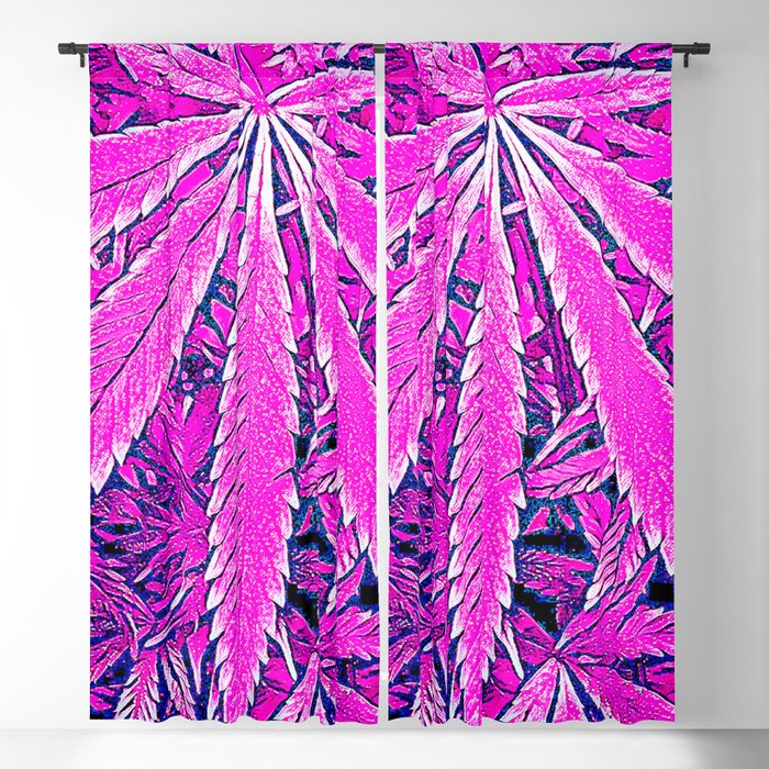 Pink Cannabis Leaf Blackout Curtain