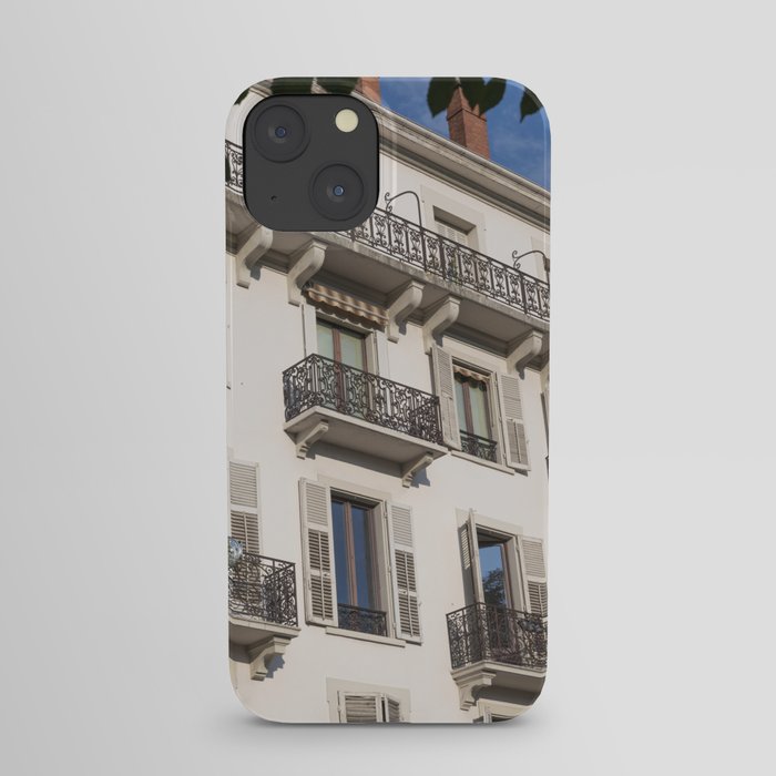 Paris balcony in the summer art print - blue sky french street and travel photography iPhone Case
