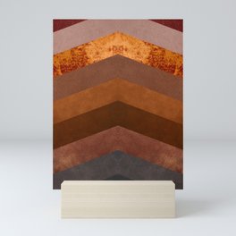 Brown leather chevron pattern Mini Art Print